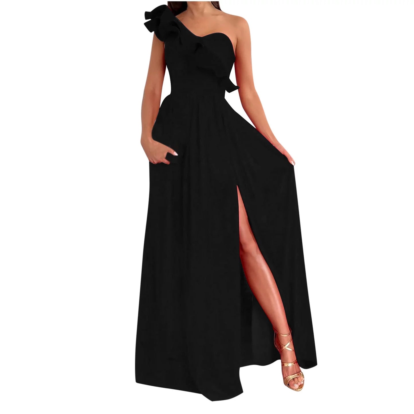 Dresses for Women 2025 Summer Dresses for Women Clearance, Sleeveless Sloping Shoulder Sexy Long Party Club Dresses, Sizes S-2XL